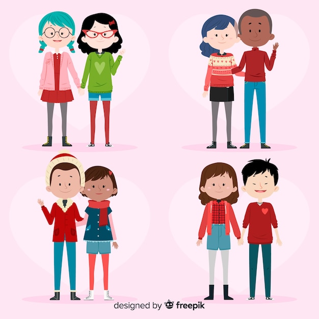 Valentine's day diversity couple pack