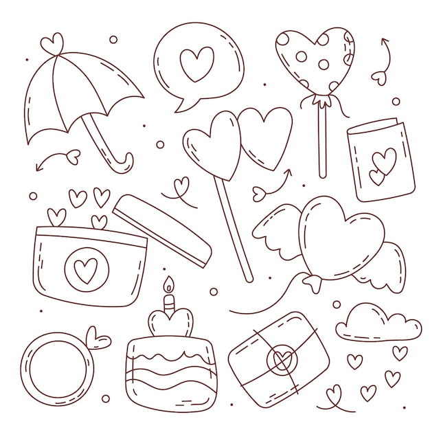 Free vector valentine's day doodle element collection