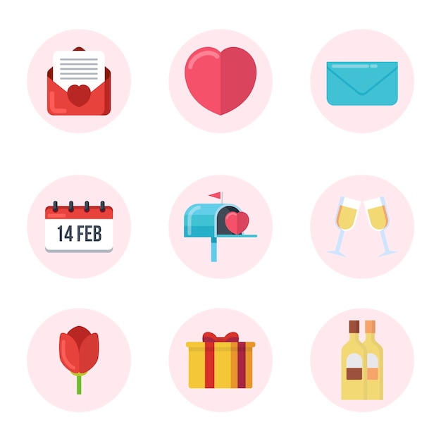 Free vector valentine's day element collection in flat design