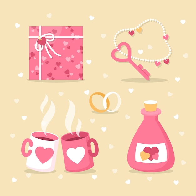 Free vector valentine's day element collection in flat design