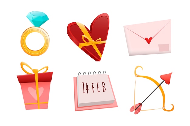 Free vector valentine's day element collection in flat design