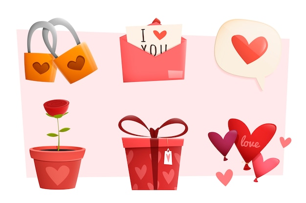 Free vector valentine's day element collection in flat design