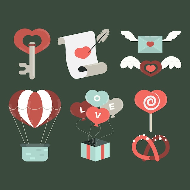 Free vector valentine's day element collection in flat design