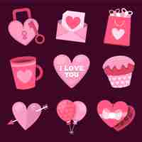 Free vector valentine's day element collection flat