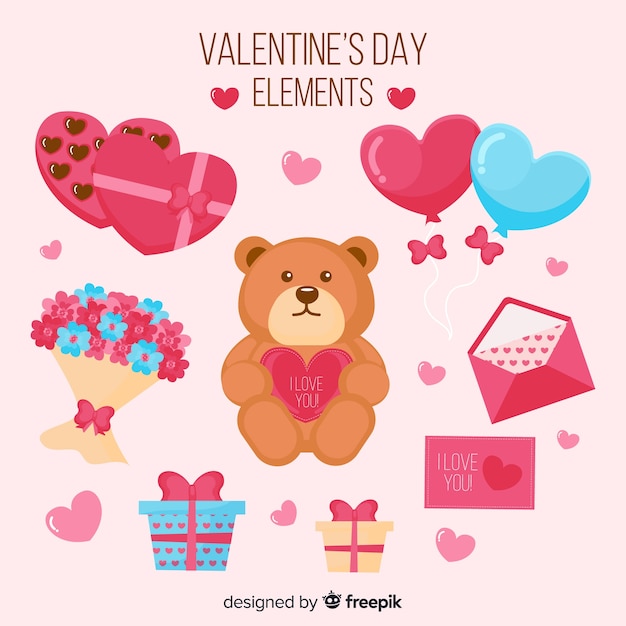 Vettore gratuito collezione di elementi di san valentino