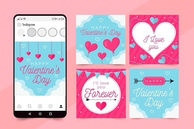 Free vector valentine's day event instagram post pack