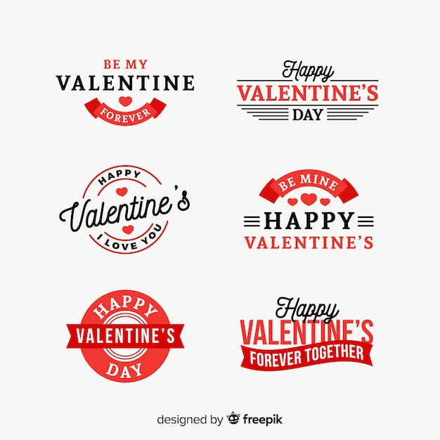 Free vector valentine's day flat badge collection