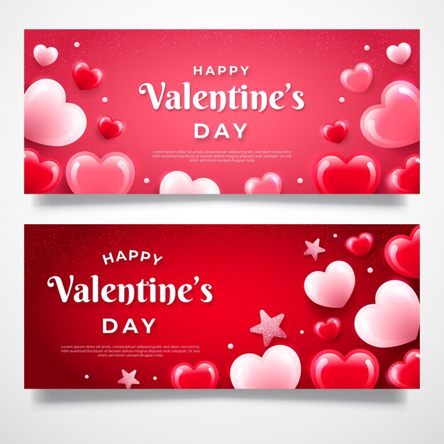 Valentine's day flat banners