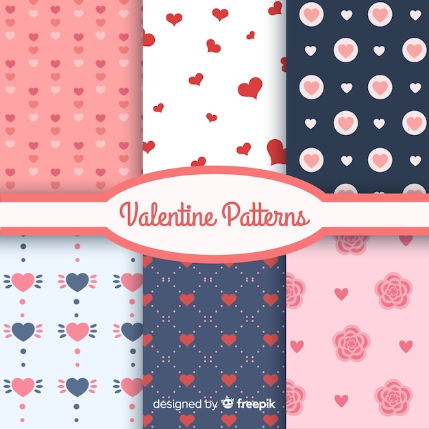 Free vector valentine's day flat pattern collection