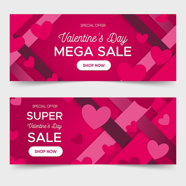 Free vector valentine's day flat sale banners