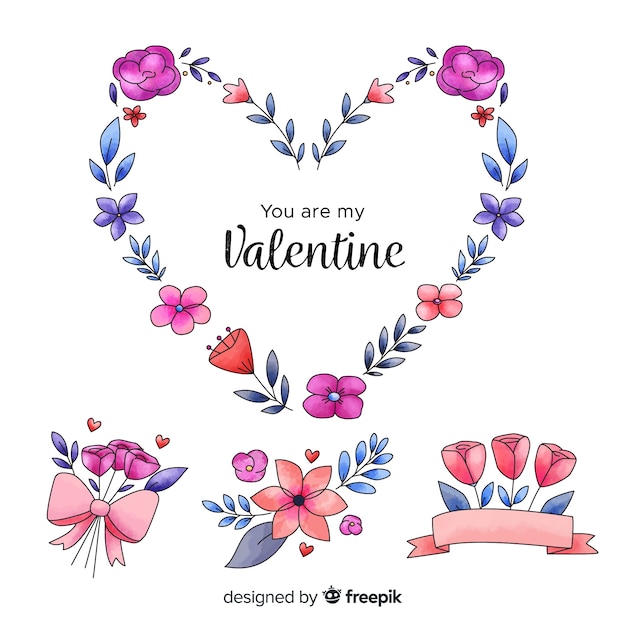 Valentine's day floral bouquet and wreath set