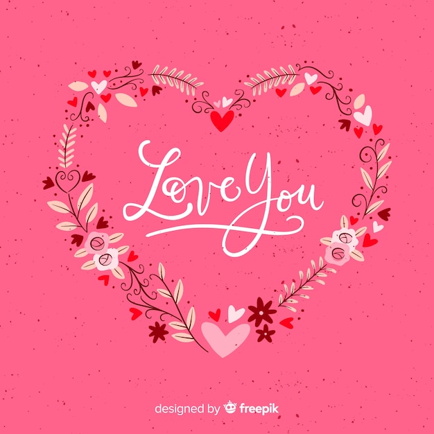 Valentine's day floral wreath background