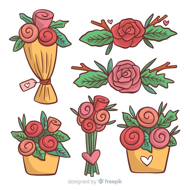 Бесплатное векторное изображение День святого валентина цветочные венки и букеты