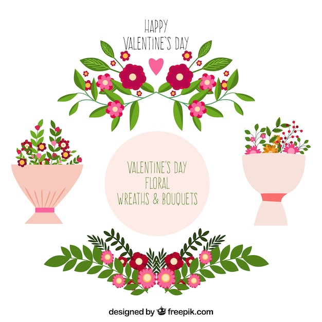 Free vector valentine's day floral wreaths & bouquets