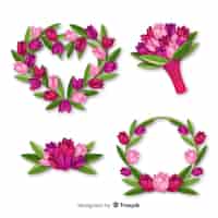 Бесплатное векторное изображение День святого валентина цветочные венки и букеты