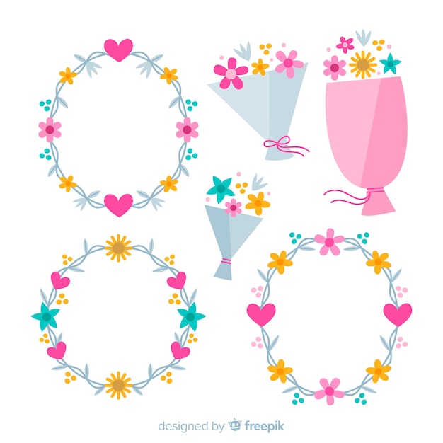 Free vector valentine's day floral wreaths & bouquets