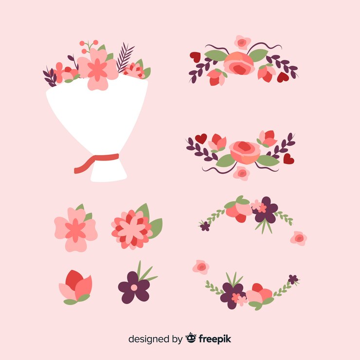 免費 Vector 情人节的花环和花束