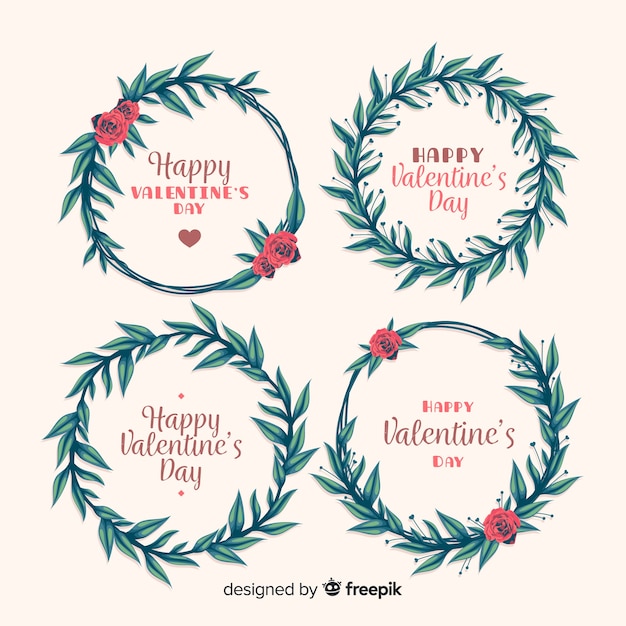 Free vector valentine's day floral wreaths