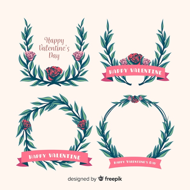 Free vector valentine's day floral wreaths