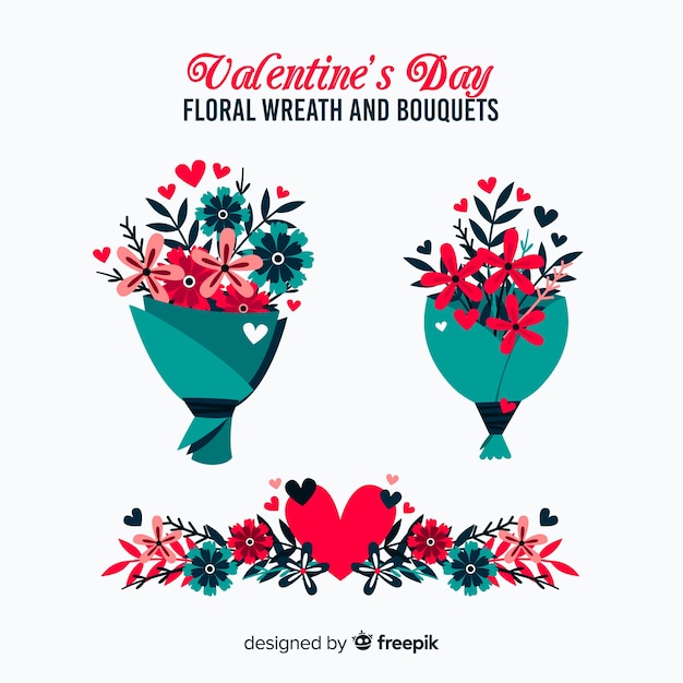 Free vector valentine's day flower and bouquet collection