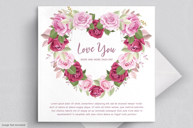 Free vector valentine's day greeting card with beautiful floral and leaves