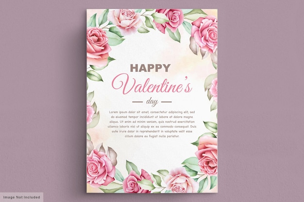 Valentine's day greeting card with beautiful floral and leaves