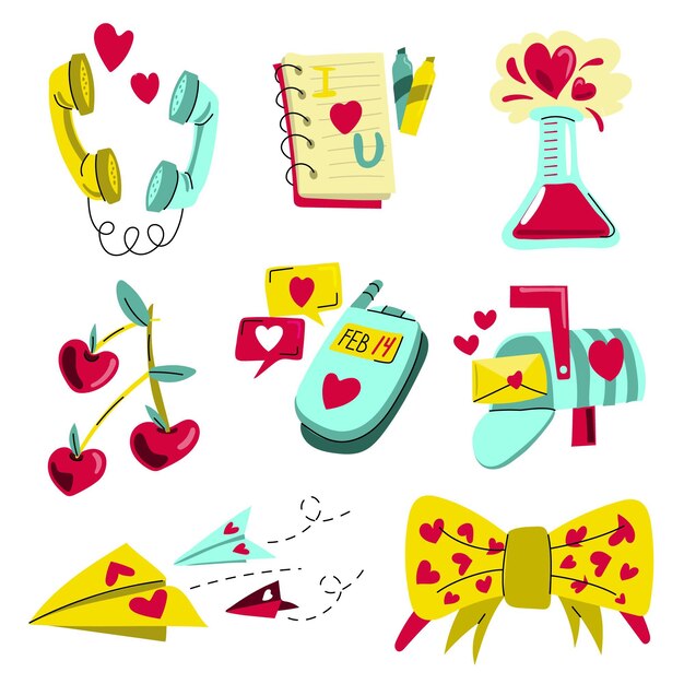 Free vector valentine's day hand drawn element set