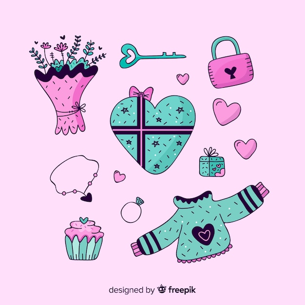 Free vector valentine's day hand drawn elements