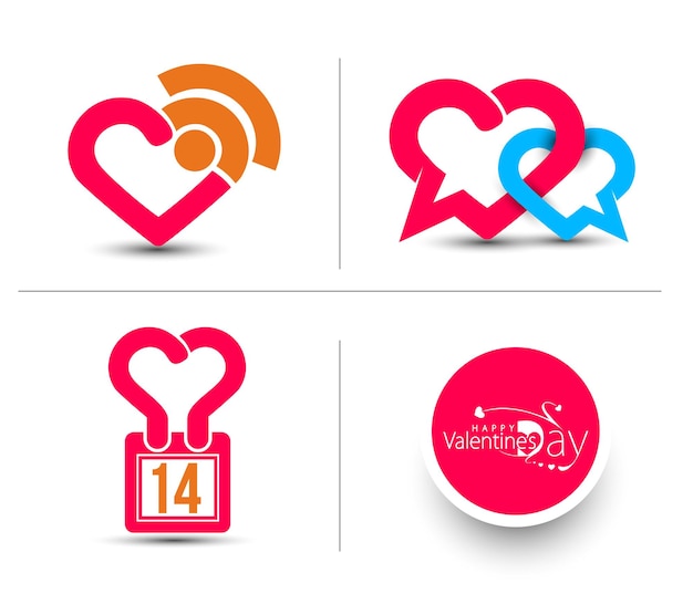 Vettore gratuito san valentino cuore icon set vector design.