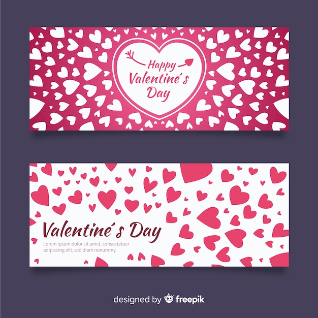 Free vector valentine's day hearts banner
