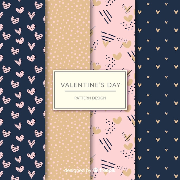 Free vector valentine's day hearts and dots pattern collection