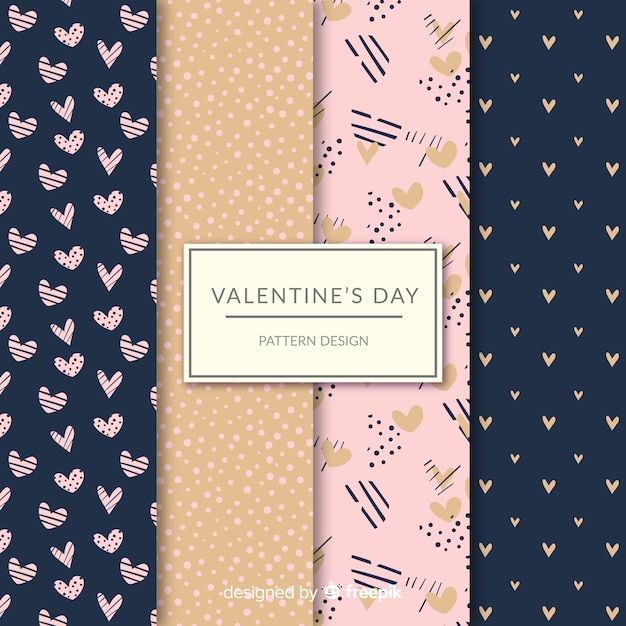 Valentine's day hearts and dots pattern collection