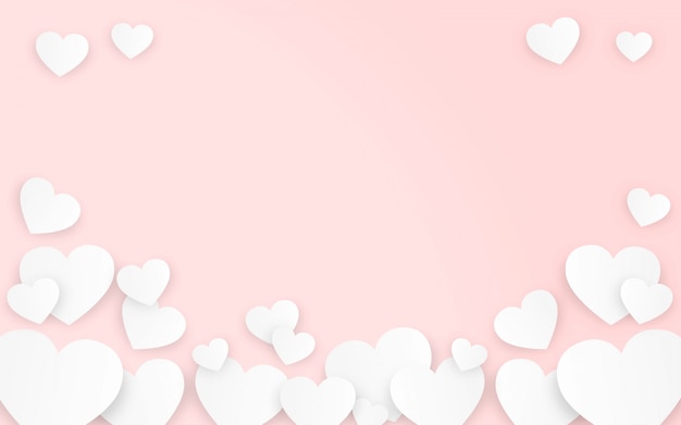 Free vector valentine's day hearts in pink background