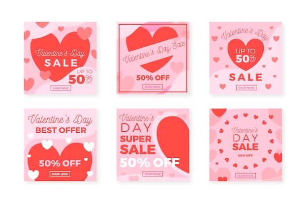 Free vector valentine's day instagram post collection