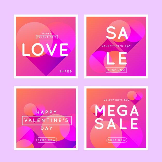 Free vector valentine's day instagram post collection