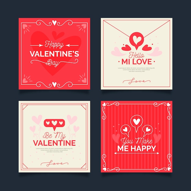 Free vector valentine's day instagram post collection