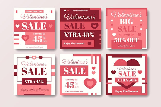 Free vector valentine's day instagram post collection