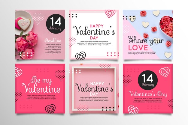 Free vector valentine's day instagram post collection