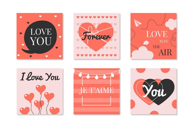 Free vector valentine's day instagram post pack