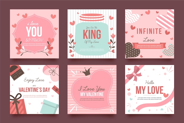 Free vector valentine's day instagram post set