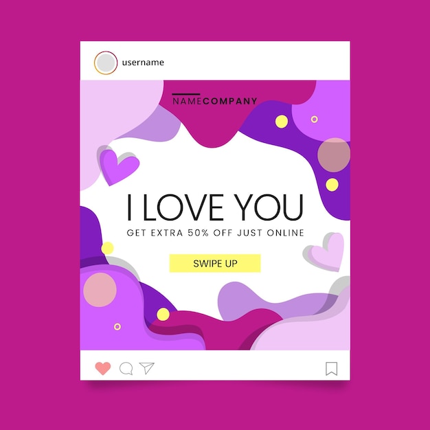 Free vector valentine's day instagram post template