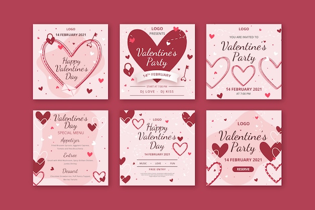 Free vector valentine's day instagram posts