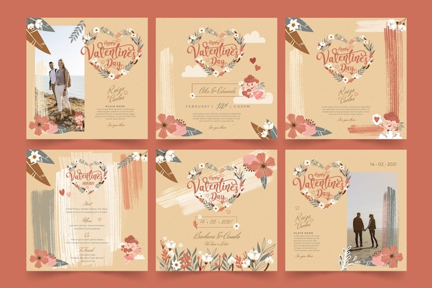 Free vector valentine's day instagram posts