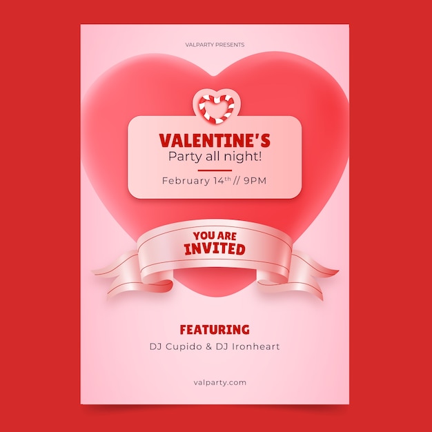 Free vector valentine's day invitation template