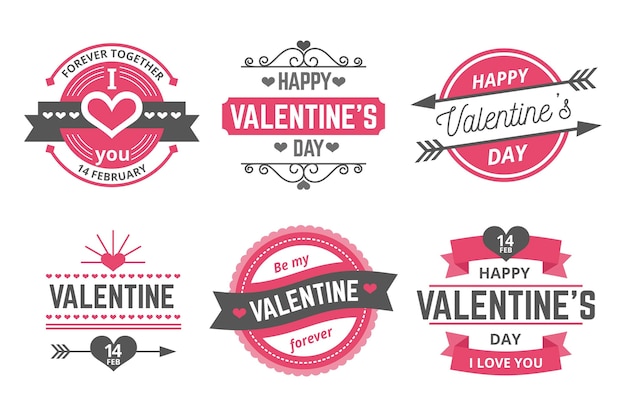 Free vector valentine's day label collection in flat design