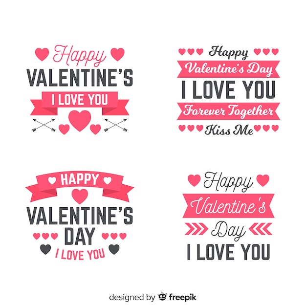 Free vector valentine's day label & quote collection