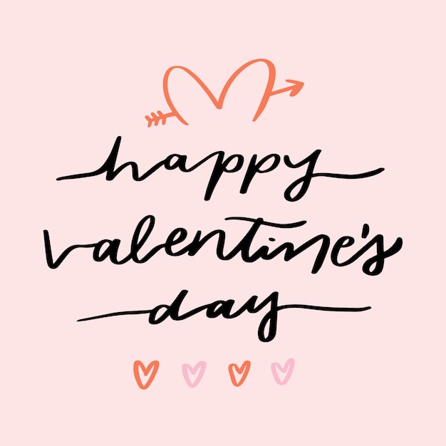 Valentine's day lettering on pink background