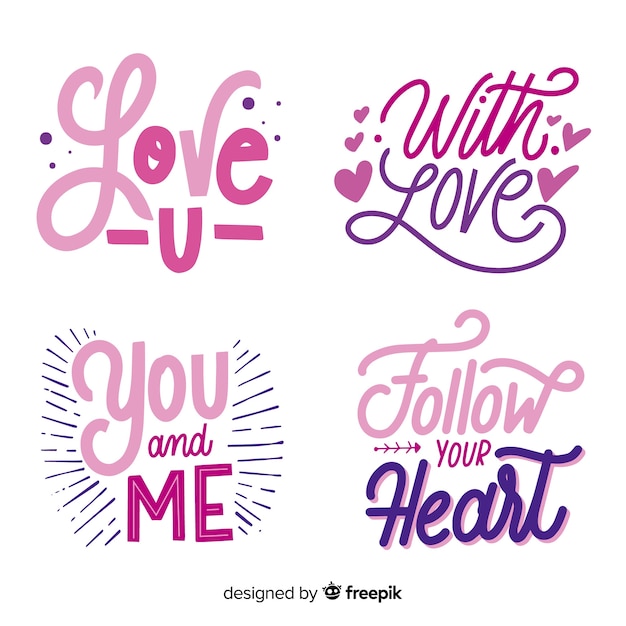 Free vector valentine's day lettering sticker collection