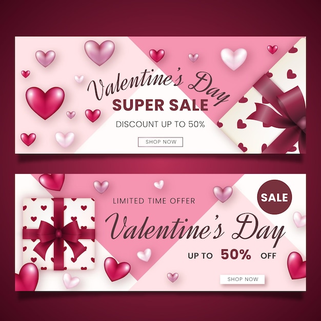Free vector valentine's day limited offer banners