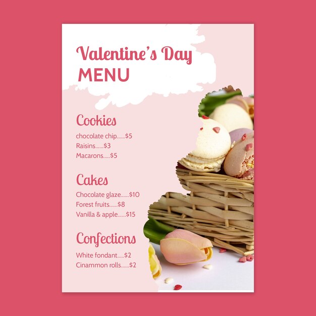 Valentine's day menu concept